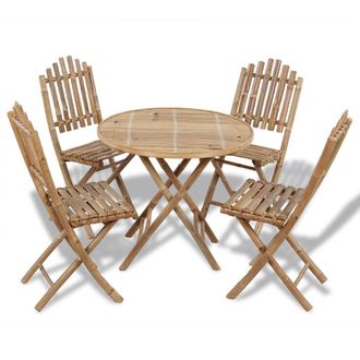 vidaXL Juego De Comedor De Jard&iacute;n Plegable 5 Piezas De Bamb&uacute; Vidaxl