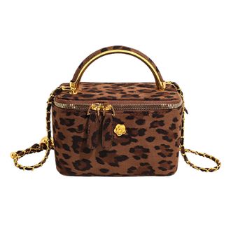 Generic Kexpery Leopard Pattern Faux Suede Handbag Large Crossbody Bag with Handle for Women Travel and Daily Use