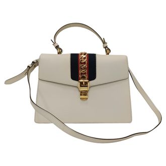 Gucci Gucci Medium Sylvie handtas met handvat in wit leer