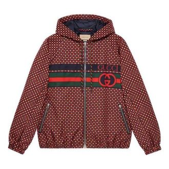 Gucci Geometric Houndstooth Canvas Jacket Blue Red Green 714810-ZAKY3-4310
