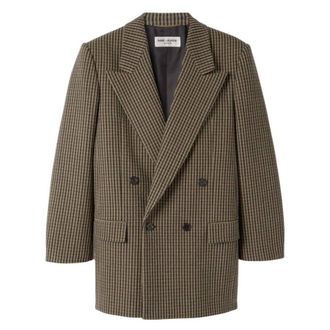 Saint Laurent Vichy Wool Checked Blazer Jacket, Brand Size 40
