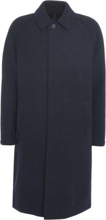 Harris Wharf London Blue Virgin Wool Coat With Hidden Buttoning And Raglan Sleeves