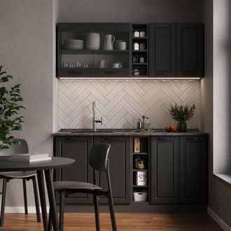 Vicco Cocina Vers&aacute;til R-line, Antracita Casa De Campo/antracita, 160 Cm, Et M&aacute;rmol, Vicco