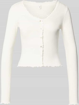 Only Slim Fit Langarmshirt aus Baumwoll-Mix Modell LAILA in Offwhite, Gr&ouml;&szlig;e XL