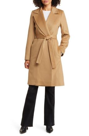Fleurette Wool Wrap Coat in Camel at Nordstrom, Size 16