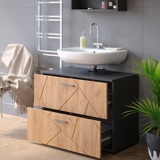 Vicco Mueble Bajo Lavabo Irma, Oro Power Roble/antracita, 80 X 58.6 Cm