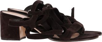 Gianvito Rossi Strappy Block-Heel Sandals in Brown Suede