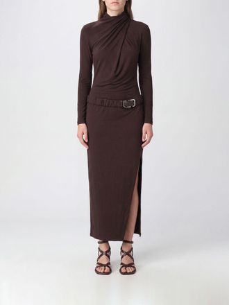The Attico Abito midi a tubino in jersey stretch con collo alto e spacco