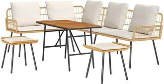 vidaXL Vidaxl - Conjunto De Sof&aacute; De Jard&iacute;n 4 Pcs Natural Rat&aacute;n Sint&eacute;tico