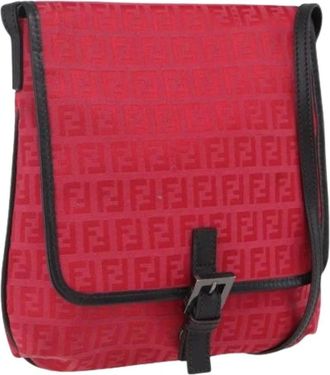 Fendi Pre-owned Cross Body Bags, female, Red, Size: ONE SIZE Pre-owned Canvas Crossbody Bag