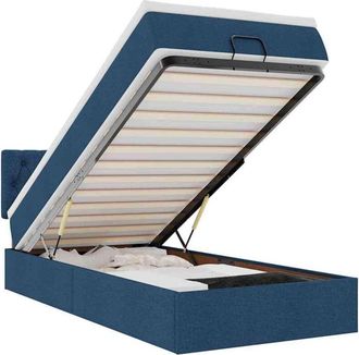 vidaXL Estructura De Cama Otomana Con Colch&oacute;n Tela Azul 80x200cm Vidaxl