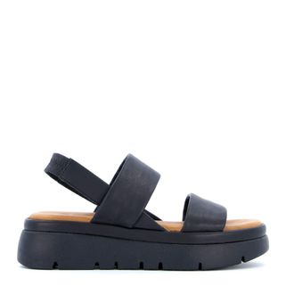 Dune London Womens Ladies LOCATION Padded Flatform Sandals - Black Leather - Size UK 5
