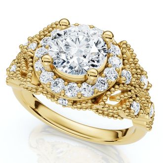 Pompeii3 1Ct Vintage Accent Halo Diamond Engagement Ring 14k Gold or Platinum Lab Grown