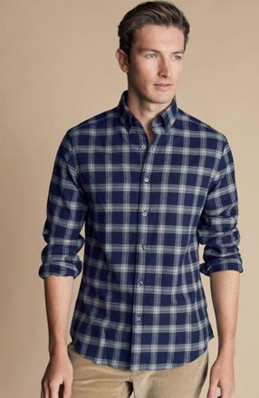 CHARLES TYRWHITT Slim Fit Button-Down Collar Brushed Flannel Check Shirt