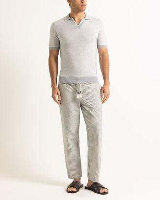 Orlebar Brown Horton Tailored Cotton Merino Polo With Contrast Tipping in Cliff Grey/white Sand at Nordstrom, Size X-Large