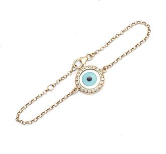 Bespoke Gold, Diamond And Enamel Evil Eye Bracelet Size S