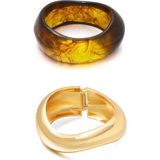 Adornia Set of 2 Assorted Chunky Bracelets in Brown/Gold at Nordstrom Rack