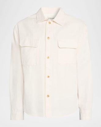 Frame Denim Mens Linen Double-Pocket Button-Down Shirt