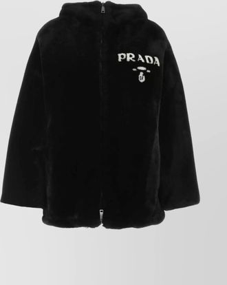 Prada reversible fur coat hooded design
