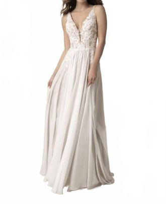 Allure Bridals Floral Lace Wedding Dress In Ivory Over Mocha
