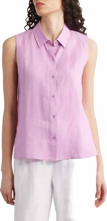Eileen Fisher Classic Collar Sleeveless Top In French Lilac