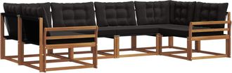 vidaXL Conjunto De Sof&aacute;s De Exterior 6 Uds. Natural Y Negro Vidaxl