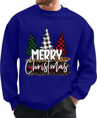 Generic Christmas Jumpers for Men Xmas Novelty Pullover Snowflakes Santa Claus Sweatshirt 3D Printed Snowman Christmas Tree Jumpers Long Sleeve Crew Neck Pull