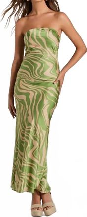 Dress Forum Swirl Strapless Maxi Dress In Green Zebra
