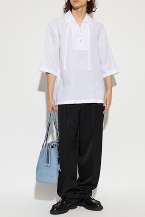 Dolce & Gabbana Linen Polo, Mens, White