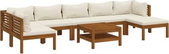 vidaXL Set De Muebles De Jard&iacute;n 8 Pzas Con Coj&iacute;n Crema Acacia Maciza Vidaxl