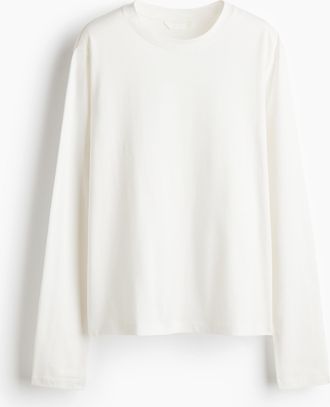 H&M Langarmshirt aus Baumwolle - White