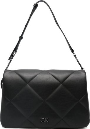 Calvin Klein logo-plaque quilted shoulder bag - women - Polyethylene/Polyurethane - OS - Black