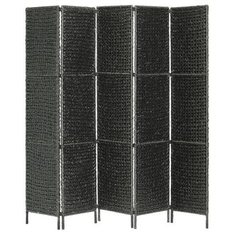 Berkfield Home Decorative 5-Panel Room Divider Black 193x160 cm Water Hyacinth
