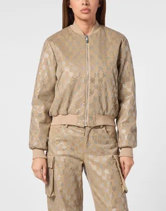 Philipp Plein Bomber Monogram Women in Beige at Nordstrom, Size X-Small