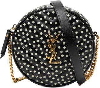 Saint Laurent Pre-owned Saint Laurent Chevron Calfskin Polka Dot Round Vinyle Camera Bag Ladies 3OVDLLBA4OZ58WBA