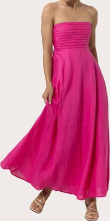 Lusana Talia Ultra Pintuck Maxi Dress In Hot Pink