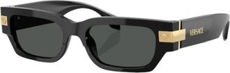 Versace Rechthoekige zonnebril Donkergrijs - Heren - Zonnebrillen - Zwart - 53 MM - Accessoires