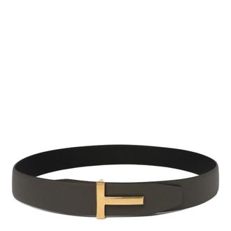 Tom Ford Smoke Grey Reversible Leather Belt - male - Tom Ford - Belts - Gray - 100 CM - Accessories