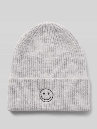 Pieces Beanie mit Stickerei Modell MALIKA in Hellgrau Melange, Gr&ouml;&szlig;e 1