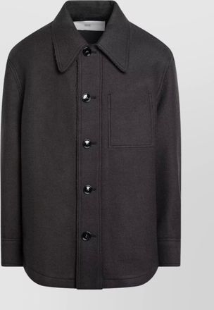 Ami wool shirt jacket featuring chest pocket