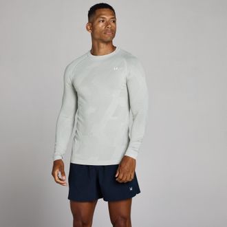 MyProtein Camiseta sin costuras de manga larga Tempo Pillar Graphic para hombre de MP - Chrome - S