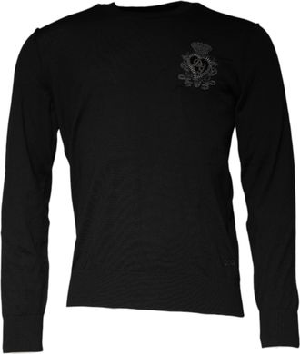 Dolce & Gabbana Black Crown Heart Crew Neck Pullover Mens Sweater (Pre-Owned)