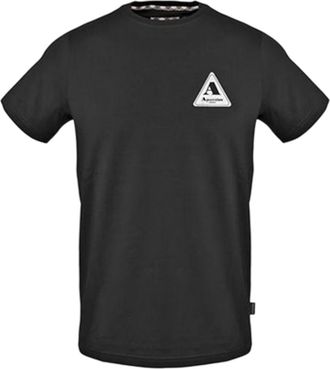 Aquascutum Heren-T-shirt met driehoekig logo en ronde hals (Zwart)