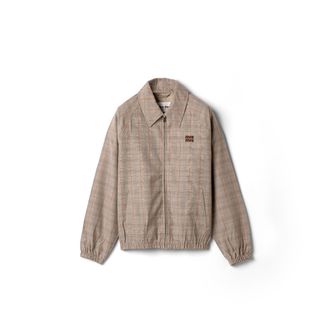 Miu Miu Prince Of Wales Checked Blouson Jacket, Woman, Tobacco, Size 40