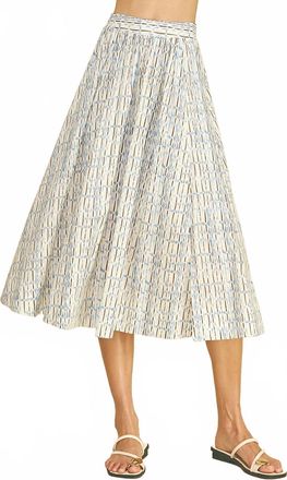 Pinch Design Geometric Cotton Skirt In Blue/brown
