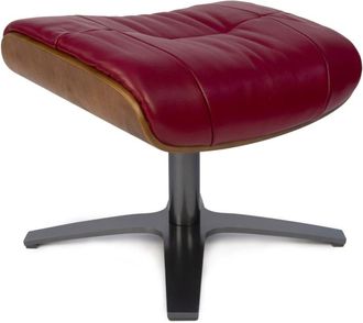 MyNewDesign Puf de piel rojo y roble natural