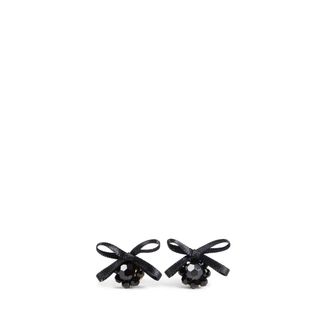 Simone Rocha Earrings, female, Black, Size: ONE SIZE Crystal Daisy Bow Stud Earrings
