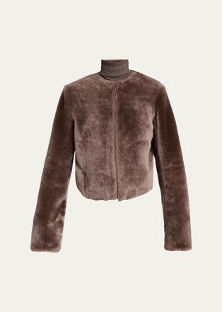 Gabriela Hearst Hermera Collarless Lamb Shearling Crop Bolero Jacket