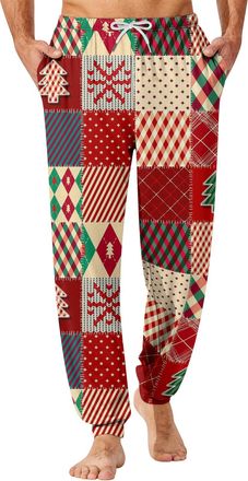 Generic Xmas Mens Pj Bottoms - Cozy Christmas Pajama Pants with Pockets, Elastic Waist for Warm Sleep & Home Lounge