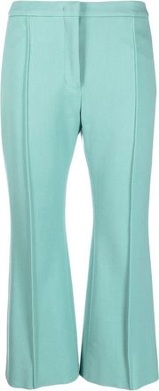 Jil Sander mid-rise cropped trousers - women - Cotton/Polyamide/Virgin Wool - 38 - Green